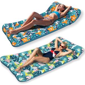 HomeKaren Oversized Pool Floats Lounge 2 Pack 73" X 33", Inflatable Tanning Pool Floaties for Adults, Cooling Pool Raft Lounger Pool Rafts & Inflatable Ride-Ons for Pool Party, Sea, Beach, Lake River, Large