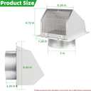 Dryer Vent Cover Outside 5 Inch,Dryer Vent Cover for Exterior Wall,External Extractor Wall Vent Exhaust Vent Cover with Screen and Damper,Dryer Vent Cap for Duct House Kitchen Range Hood AC,White