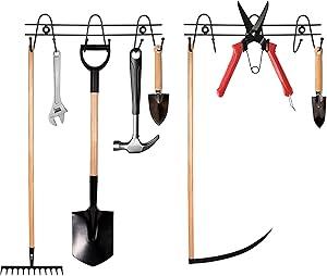 Wall-Mounted Metal Hooks Garage Storage Organizer Heavy Duty Tool Rack Craft Organizer Space-Saving Design 5 Pair Hooks