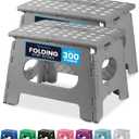 Handy Laundry Folding Lightweight Step Stool - Sturdy Enough to Support Adults and Safe Enough for Kids - Opens Easy with One Flip - Great for Kitchen, Bathroom or Bedroom (Grey | 2-Pack) (Gray)