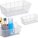 Photect Pegboard Wire Baskets Accessories Hanging Wall Organizer 3 Sizes Pegboard Bins Basket Home Garage Multi Fit Organizer for Slatwall(White,3 Pcs)