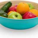 CLAYNIX Bamboo Salad Bowl, Large Serving or Chip Bowl for Party Snacks, Lightweight Popcorn Bowl 12 Inch (Turquoise)