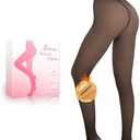 HONGTEYA Fleece Lined Tights Women Winter Thermal Leggings Pantyhose Fake Translucent Thick Warm Sheer Tights, Small