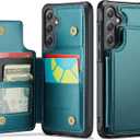 Vinich for Samsung Galaxy S26 Plus Wallet Case with Card Holder, RFID Blocking Credit Slots Kickstand Shockproof Phone Cover for Women Men, Bluish Green