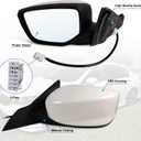Left Driver side Mirror Fits 2013-2017 Honda Accord Sedan/Coupe with Power Glass without Heated without turn signals without Blind Spot Match White Replace 76258T2FA11(3Pins)