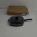 10.5 Inch Cast Iron Square Grill Pan with Tempered Glass Lid, Heavy Steak & Bacon Pans for Stove Tops