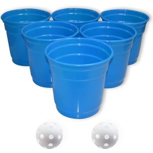 Large Giant Yard Pong Outdoor Game Set with 6 Buckets9'', 2 Balls,1 Mesh Bag, Bucket Toss Pong Set Cup Pong Throwing Game for Family, Party, Wedding, Events, Campling, Lawn, Indoor, Outdoor