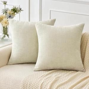 MIULEE Pack of 2 Christmas Cream Throw Pillow Covers 26x26Inch Natural Soft Pillow Covers for Sofa Living Room Couch Solid Dyed Cases