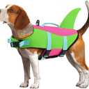EMUST Dog Life Vest for Boating, Adjustable Ripstop Large Dog Life Jacket Vest with Rescue Handle for Pool Beach Boating (L, Green)
