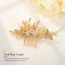JAKAWIN Leaf Bride Wedding Hair Comb Gold Crystal Hair Piece Rhinestone Bridal Hair Accessories for Women (Gold)