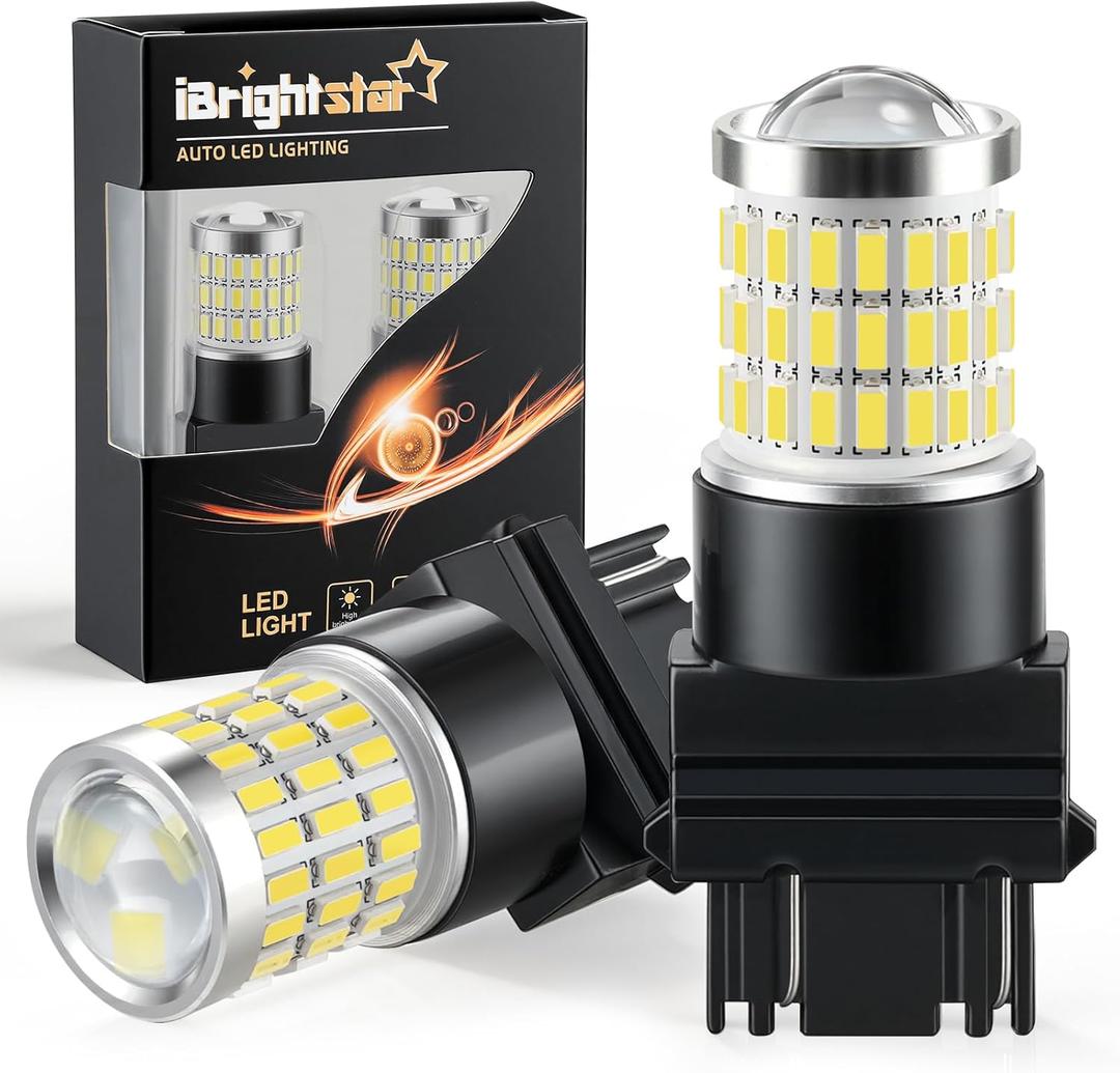 iBrightstar 3157 LED Bulb White, 4157 3156 LED Reverse Light Bulbs Super Bright for Tail Brake Lights Backup Lights Turn Signal Lights, 2 Pack