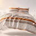 Boho Quilt Set Queen Size Lightweight Microfiber Bohemian Quilt Bedding Set, All Season Boho Bedspread Queen, Soft Boho Coverlet with Shams, Moroccan Patterned Bedding for Bedroom & Guest Room