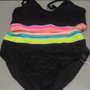 popvil Women's High Waisted Bikini Sets Neon Modest Two Piece Swimsuit Highwaisted 2026 Full Coverage Adjustable Straps Bathing Suit Beach Summer Black, M