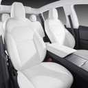 Car Seat Covers for New 2025-2026 Tesla Model Y Juniper Nappa Leather Car Interior Seat Airbag Compatible Cushion Cover Full Set Custom Fit, Nappa White