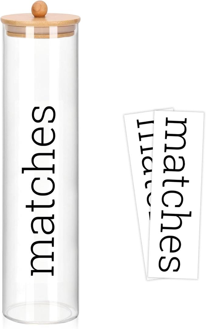 Acrylic 11 inch Long Matches Holder with Lid Sticker Farmhouse Match Holder for Fireplace Farmhouse Decor (No Include Matches)