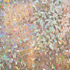 rabbitgoo Window Privacy Film Rainbow Film Decorative Window Sticker, 3D Static Stained Glass Cling Tint for Home Heat Control Non-Adhesive, Brown, 35.4 x 157.4 inches