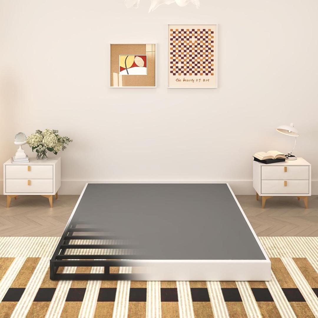 5 Inch Box Spring Full Size Bed, Heavy Duty Metal Mattress Foundation, 3000 lbs Capacity, Low Profile, Noise-Free, Easy Assembly with Fabric Cover