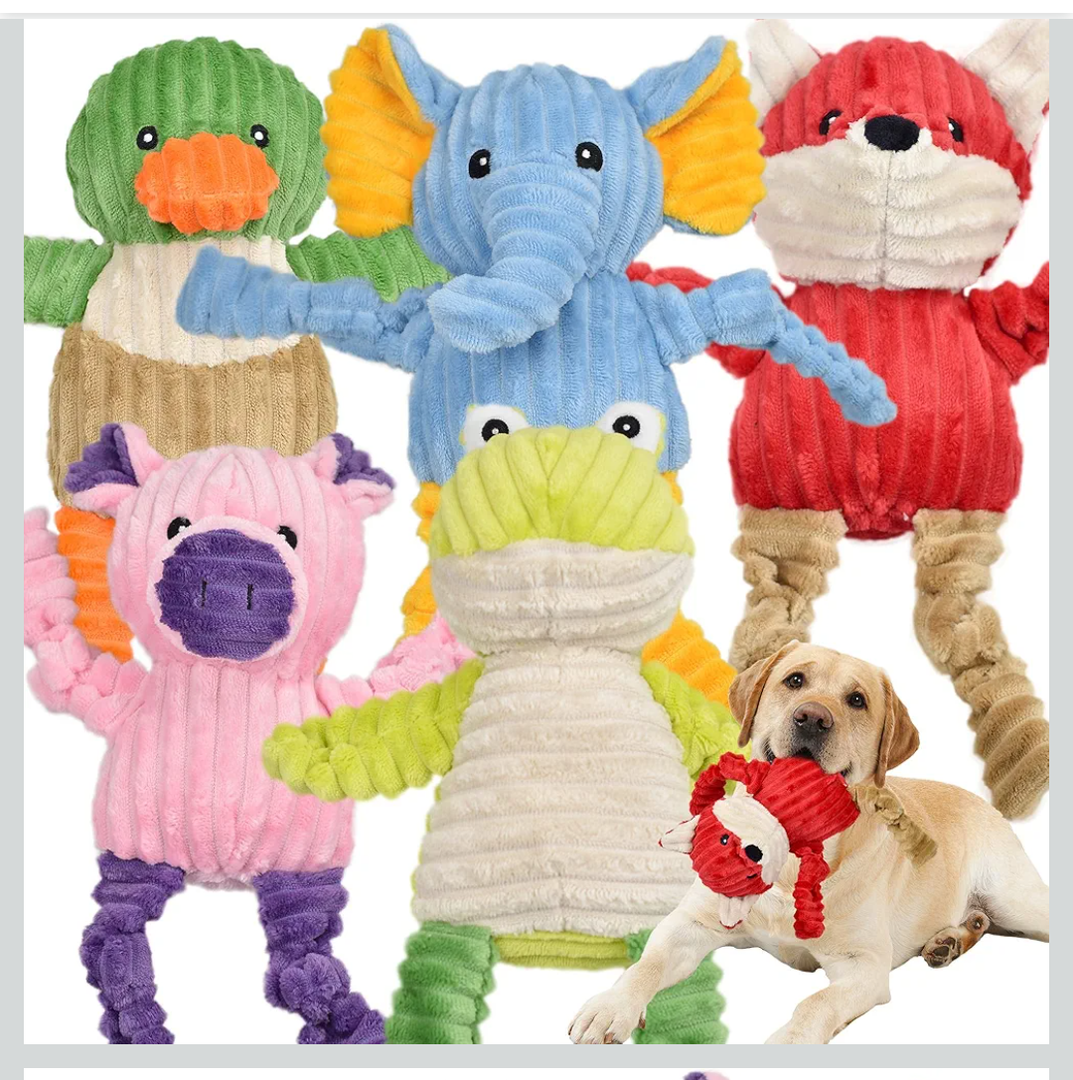 5 Pack Tough Dog Toys Stuffed Squeaky Dog Toys Assortment Plush Animal Dog Toy Value Bundle Puppy Pet Dog Toys for Small Medium Large Dogs