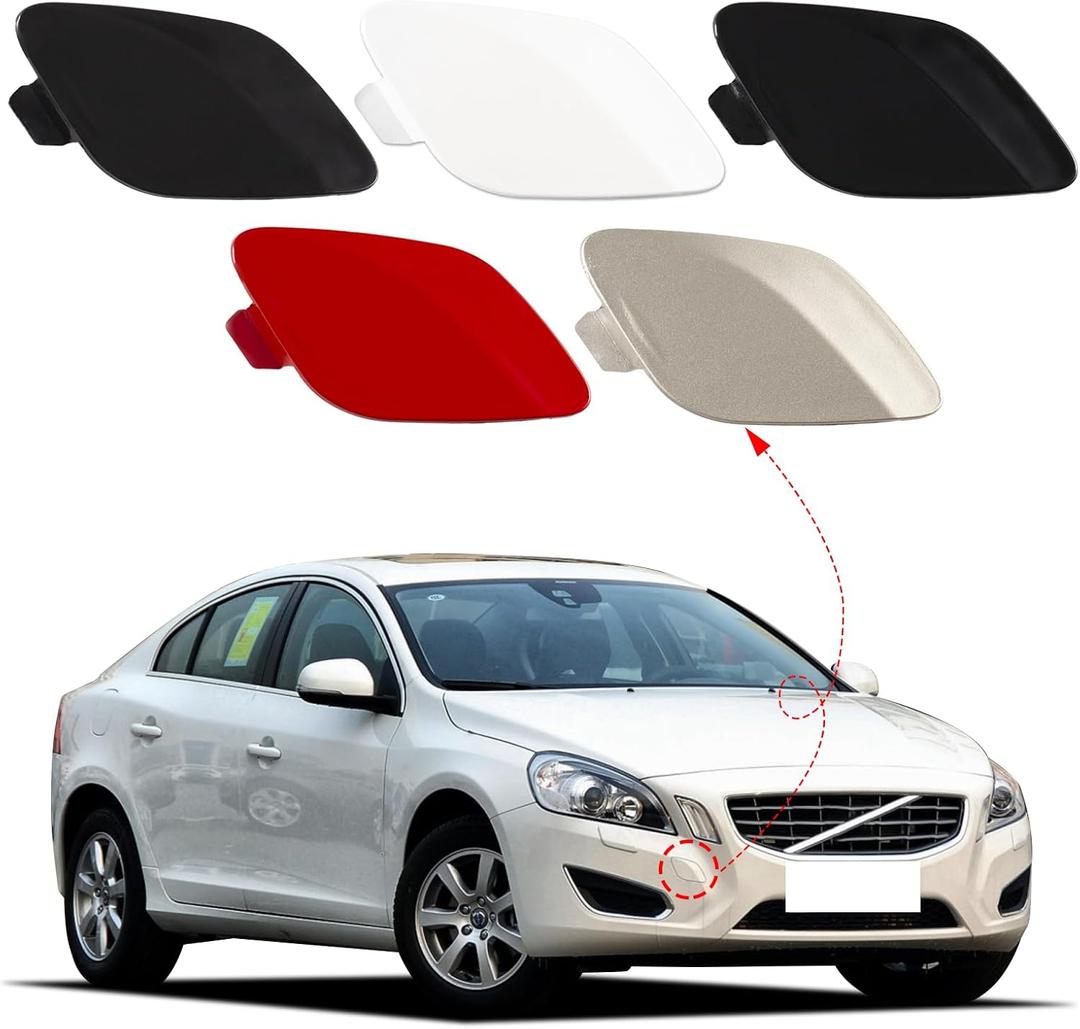 Front Bumper Tow Hook Cover Towing Eye Cap Fit for Volvo S60 2011 2012 2013 30795007 39802519 (Snow White, Right Passenger Side)