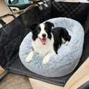 Loiion Orthopedic Car Dog Bed for Large Dogs, Waterproof Faux Fur Calming Travel Bed, Non-Slip Washable Backseat Bed for SUV & Sedan | Joint Support for Senior/Arthritic Pets