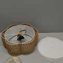 13.6" Boho Light Fixtures Flush Mount, 3-Light Rattan Ceiling Light Fixtures Flush Mount Gold for Bedroom, Flower-Shaped Close to Ceiling Light Fixture for Hallway Kitchen Dining Room(Yellow) (Brown)