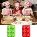 AnyDesign Christmas Silicone Molds Red Green Xmas Tree Candy Chocolate Mould Christmas Non-Stick Fondant Baking Mold for Handmade Soap Pudding Jelly Ice Cube Tray Cake Cupcake Topper Decor, 2Pcs