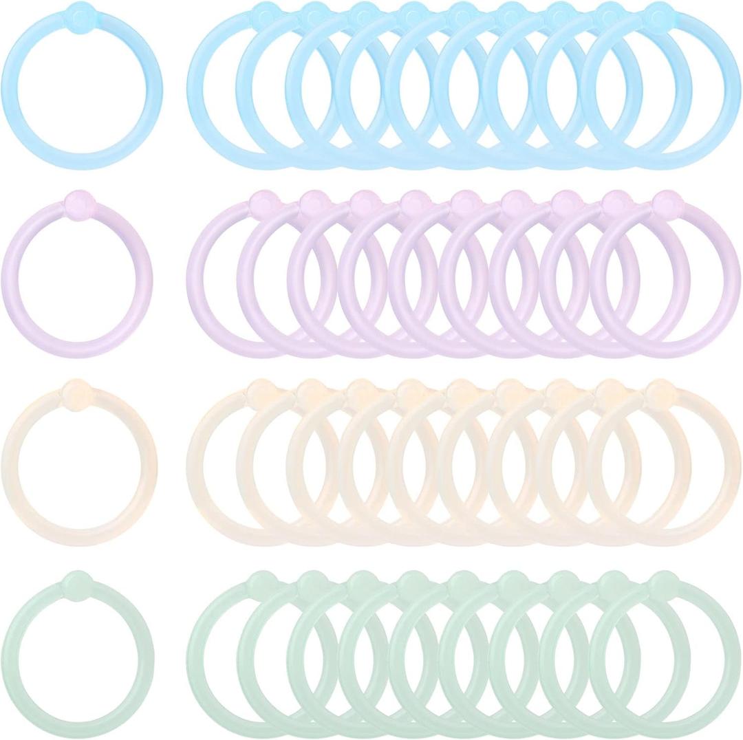Savita 60 Pcs Plastic Binder Rings, Multicolor Loose Leaf Book Rings Keychain Rings Bulk Ring Clips for Index Cards Notebook Scrapbooking Crafts DIY (20mm in Diameter)