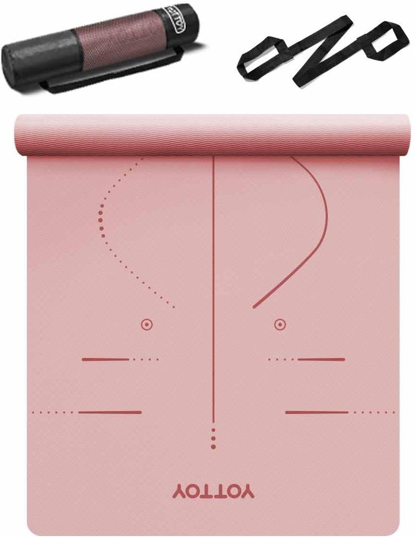 YOTTOY Yoga Mat, 72"x 32"x1/3" Extra Wide Non-Slip Exercise Fitness Yoga Mats,Eco-Friendly TPE Exercise Mats for Women Men Home Workout with Strap Bag (Coral)