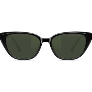 B.N.U.S Corning Glass Lens Polarized Cat Eye Sunglasses for Women - Retro Fashion Sunglasses with UV400 Protection, Scratch Resistant (Black, Polarized, G-15 Lens)