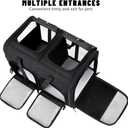Cat Carrier for 2 Cats, Foldable Double Cat and Dog Carrier, Small to Medium Size, 2 Front Zippered Compartments,Two Pets Carrier for Outdoor Travel,Mulitple Cat Carrier (Black)