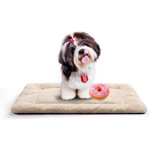 Dog Beds Crate Pad for Small Dogs Ultra Soft Dog Crate Bed Washable & Anti-Slip Kennel Pad for Dogs Cozy Sleeping Mat,Cream 24inch (24.0"L x 18.0"W x 1.0"Th)