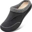 LeIsfIt Womens Wide Slippers Adjustable Diabetic Slippers Warm Cozy Slip on House Slipper Non-slip Memory Foam Winter House Shoes Indoor Outdoor Size 39