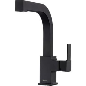 Pfister Arkitek Kitchen Faucet with Pull Out Sprayer, Single Handle, High Arc, Matte Black Finish, LG534LPMB