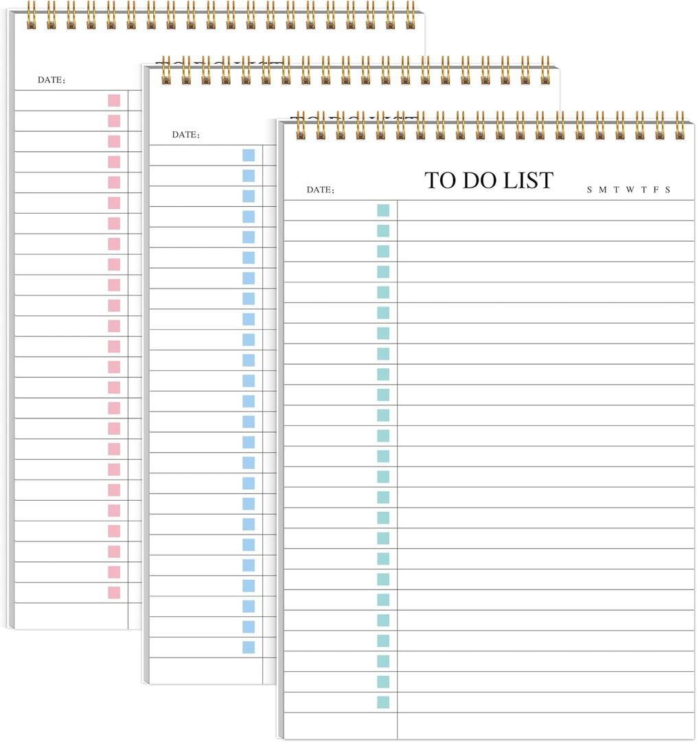 To Do List Notepad 3pcs/set - Daily Planner Notepad Undated 52 Sheets Tear Off, 5.5" x 8.3" Planning Pad Checklist Productivity Note Pad for Work and Personal Organized (Rainbow-A5(3pcs) pink, blue)