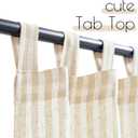 jinchan Tab Top Linen Kitchen Curtains 24 Inches Striped Tier Curtains Farmhouse Modern Cafe Style Small Window Treatments Airy Light Filtering Rod Pocket for Living Room Bathroom 2 Panels Beige