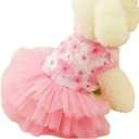 Small Dog Dress Female Tiny Puppy Clothes Girl Tutu for Dogs Dresses Harness Birthday Apparel Pink M
