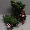 6 Ft by 10 Inch Prelit Christmas Garland with 30 Lights Timer 150 Snowy Bristle Pine, 9 Ball Ornaments, 8 Pinecones,56 Red Berries, 3 Cypress Leaves Battery Operated Xmas Decor for Home Indoor Mantle