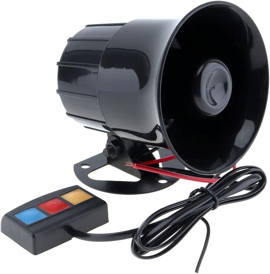 Car Alarm Siren, 12V 30W Car Motorcycle Alarm Warning Siren Horn 3 Sound Loud Speaker for Car/Motorcycle