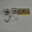 Satin Brass Crystal Glass Dummy Door Knob Interior, Gold Dummy Door Knob for Closet Hall Rectangular Single Side Non-Turning Inactive, 2 Pack