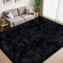 8x10 Area Rug for Living Room:Ultra Soft Fluffy Shag Black Rugs,Large Fuzzy Plush Indoor Non Slip Carpet Washable Rug for Bedroom Kids Nursery Office Dorm Modern Decor(Black)
