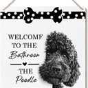 Poecinvi Funny Poodle Bathroom Signs, Cute Poodle Wooden Signs for Home Decor, Poodles Gifts for Women, Funny Poodles Dog Hanging Sign for Bathroom Wall Decor, 8x10 Inch