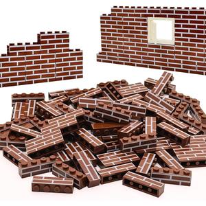 Miutrue 100Pcs Classic Wall Building Bricks,1x4 Masonry Profile Bricks Blocks Parts and Pieces Compatible with Major Brands Construction Toys for Kids 6yrs+ (100Pcs Brown)