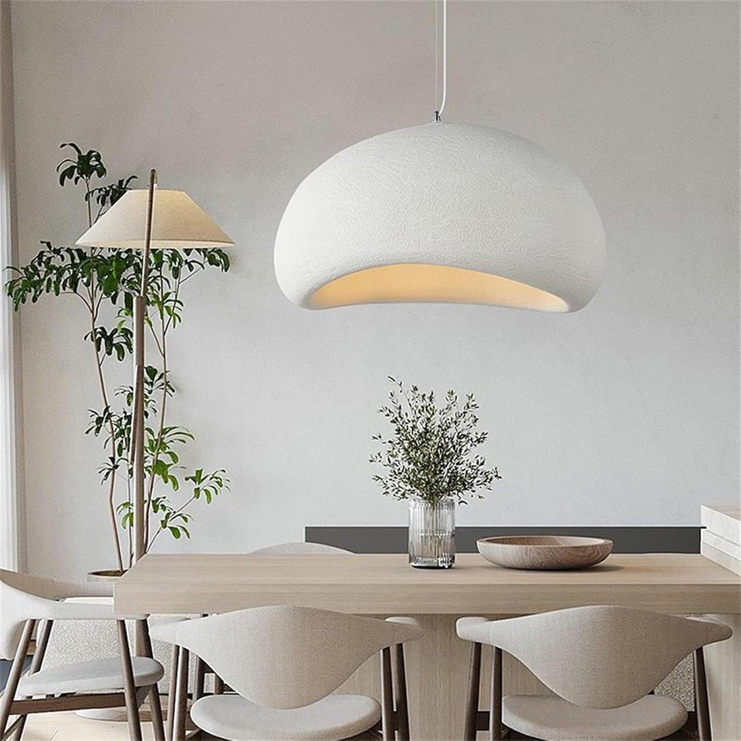 JAYMP 50cm Wabi Sabi Pendant Light for Dining Room Kitchen Island Hallway Restaurant Modern Hanging Lamp E26 Base Japanese Style Bird Nest Shape Lighting Fixture (Matte White,B Shape, 50cm/19.7in)