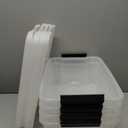 IRIS USA 13 Qt Stackable Plastic Storage Bins with Lids, 4 Pack - BPA-Free, Made in USA - Discreet Organizing Solution, Latches, Durable Nestable Containers, Secure Pull Handle - Pearl