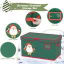Christmas Ornament Storage Box Christmas Ornament Organizer Storage with Adjustable Dividers Fit 96 of 3 Inch 600D Oxford Fabric Ornaments Storage Container for Holiday Decorations (Green)