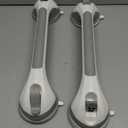 LEVERLOC 2 Pack Shower Grab Bars for Bathtubs and Showers, Easy to Install Suction Shower Handles for Bathroom Removable Handrails for Seniors Elderly Heavy Duty Safety Grip Waterproof Drill Free Gray (16.8 2 Set)