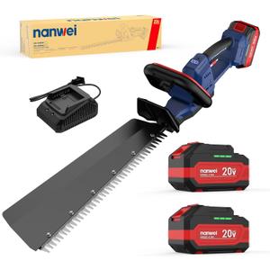 NANWEI 20" Cordless Hedge Trimmer, 2X 4.0Ah Battery, Dual-Action Blade Hedge Trimmer, 0.71" Blade Gap, 2 Variable Speed Electric Hedge Cutter for Garden, Bush, Yard Trimming