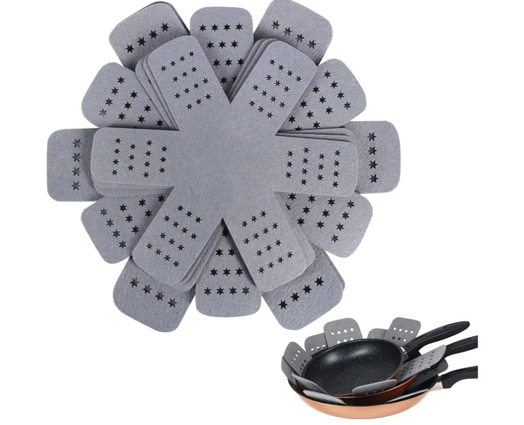 BYKITCHEN Pan Protectors with Stars, Larger & Thicker Pan Separators Protectors, Set of 9 and 3 Different Sizes, Pot Protectors for Stacking and Protecting Your Cookware
