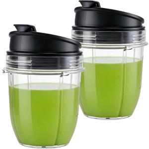 Replacement 12oz cup with Spout Lid for 900w 1000w Nutri Ninja Blender Auto iQ 900w 1000w Nutri Ninja Blender Auto iQ series (2, 12oz)