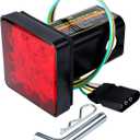 Cenipar Trailer Hitch Receiver Cover with 12 LEDs Red Brake Light with 2" Receiver for Towing Truck RV and SUV